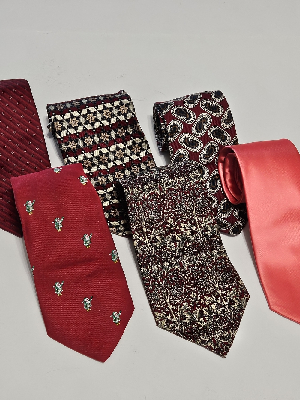 6 Misc. Name Brand Men's Silk Polyester Nylon Red Brown Multi-Colored Neck Ties - Picture 4 of 16